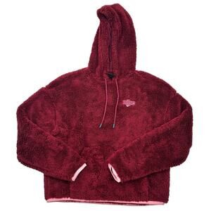 Nike Burgundy Therma Sherpa Plush Oversize Pullover Hoodie